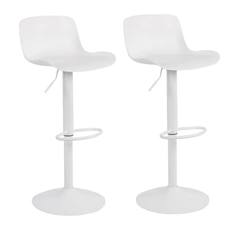 Amerihome Adjustable Height Solid Color Monochromatic Bar Stool Set, White, PR BS199WSET